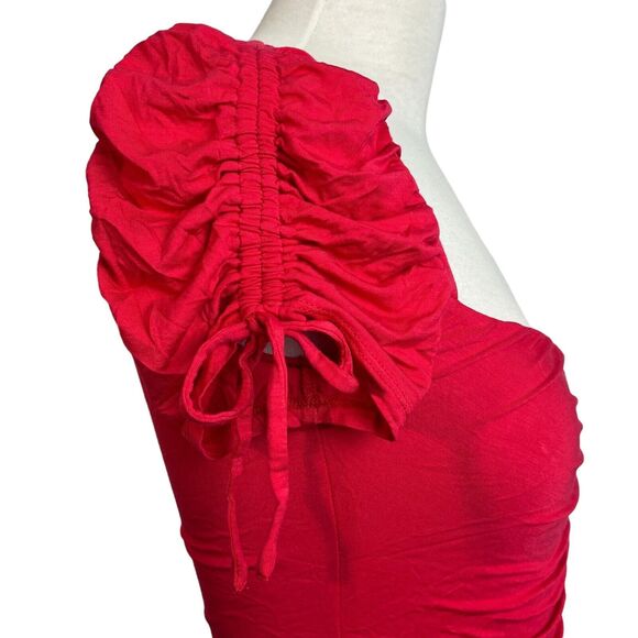 Lovers and Friends Jupiter Bodysuit Size S Red Square Neck Ruched Knit - Picture 9 of 16